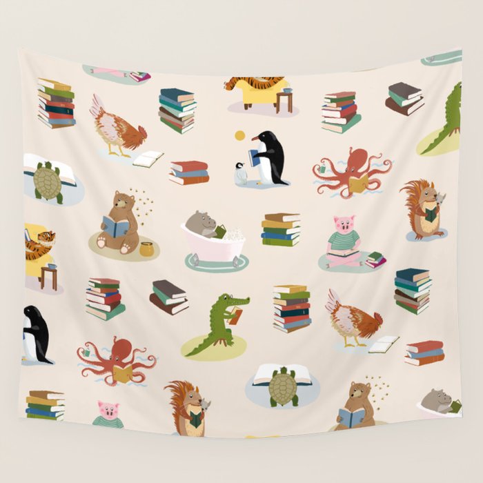 Animal Readers Wall Tapestry Gallery Image 4