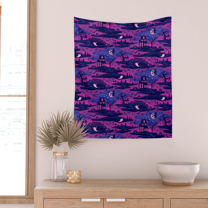 Halloween Night - Mystic Violet  Wall Tapestry Gallery Image 2