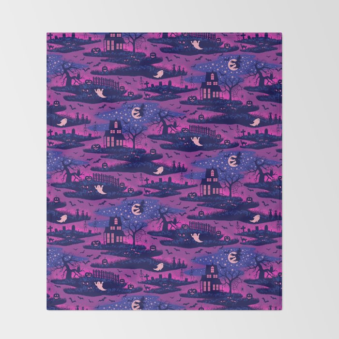 Halloween Night - Mystic Violet  Throw Blanket Gallery Image 2