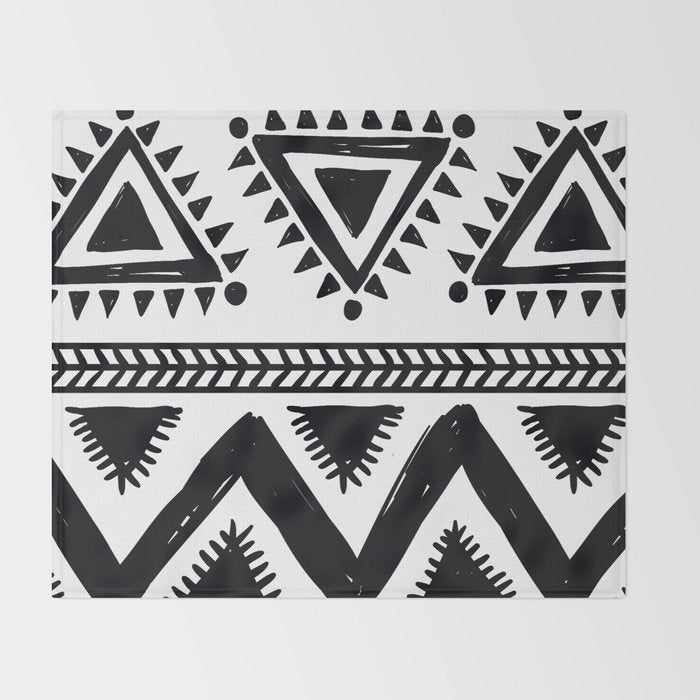 Tribal black and white Throw Blanket Gallery Image 2