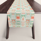 Folk Art Holiday Bells - Light Green Table Runner Gallery Image 1