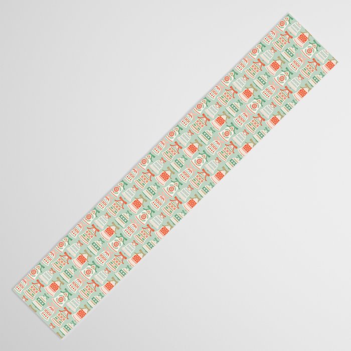 Folk Art Holiday Bells - Light Green Table Runner Gallery Image 3