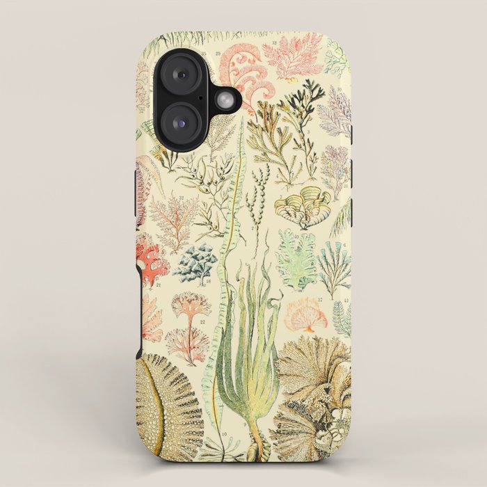 Seaweed and Coral Vintage Illustration Drawing by Adolphe Millot of Underwater Peach Pink Sea Plants iPhone Case Gallery Image 1