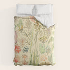 Seaweed and Coral Vintage Illustration Drawing by Adolphe Millot of Underwater Peach Pink Sea Plants Comforter Gallery Image 6