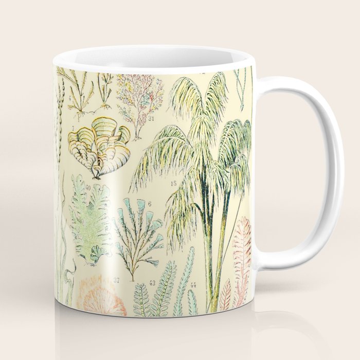 Seaweed and Coral Vintage Illustration Drawing by Adolphe Millot of Underwater Peach Pink Sea Plants Coffee Mug Gallery Image 1