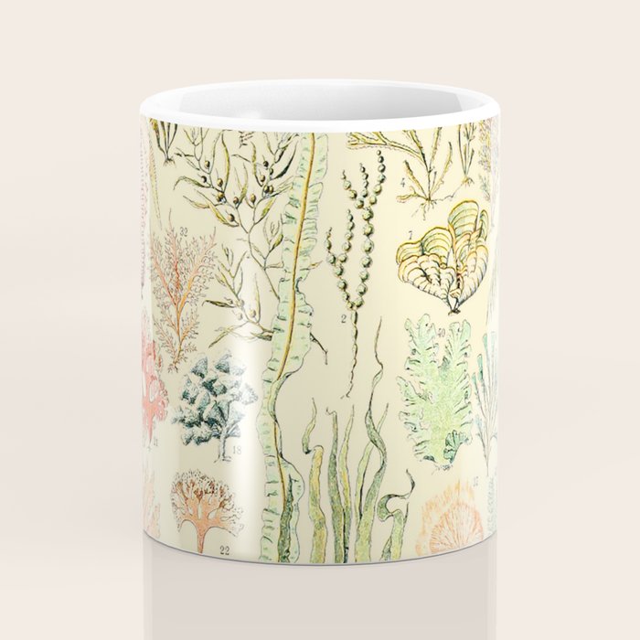 Seaweed and Coral Vintage Illustration Drawing by Adolphe Millot of Underwater Peach Pink Sea Plants Coffee Mug Gallery Image 4