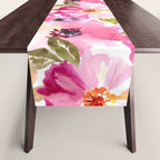 Watercolor Flowers Pink Fuchsia Table Runner Gallery Image 1