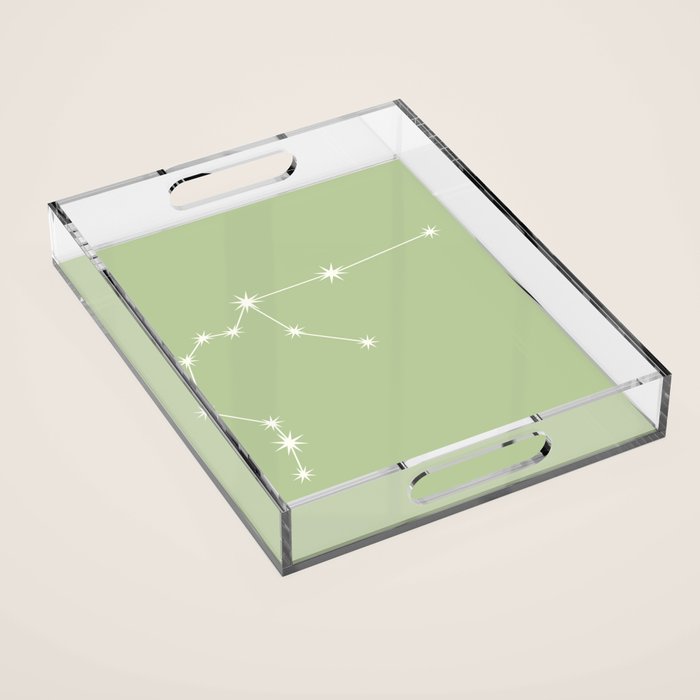 Aquarius Zodiac Star Constellation Line Art Soft Green Acrylic Tray Gallery Image 1