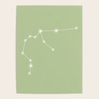 Aquarius Zodiac Star Constellation Line Art Soft Green Poster Gallery Image 4