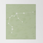 Aquarius Zodiac Star Constellation Line Art Soft Green Throw Blanket Gallery Image 2