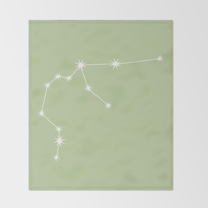 Aquarius Zodiac Star Constellation Line Art Soft Green Throw Blanket Gallery Image 2