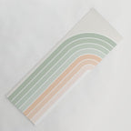 Minimal Abstract Retro Spring Rainbow - Pastel sage green and Peach fuzz Yoga Mat Gallery Image 1