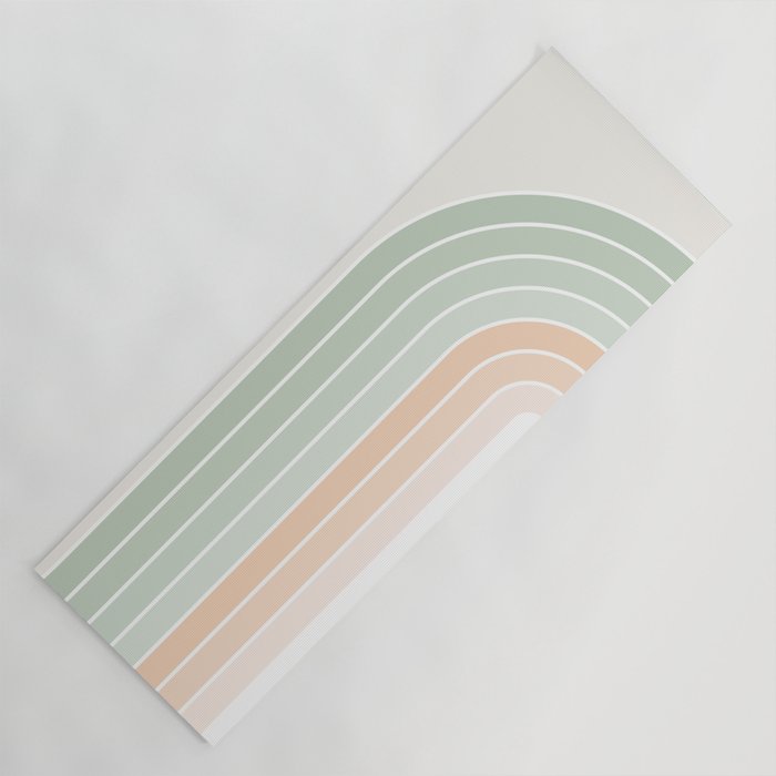 Minimal Abstract Retro Spring Rainbow - Pastel sage green and Peach fuzz Yoga Mat Gallery Image 1