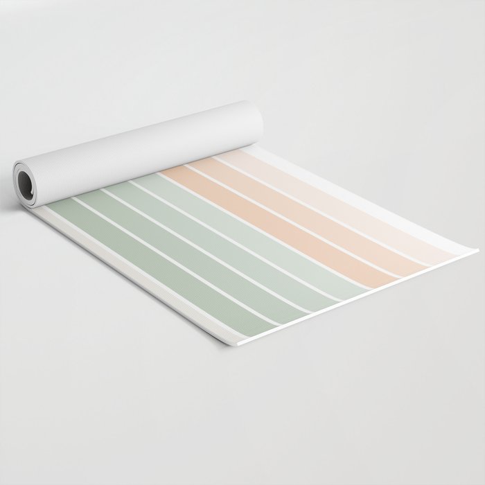 Minimal Abstract Retro Spring Rainbow - Pastel sage green and Peach fuzz Yoga Mat Gallery Image 2