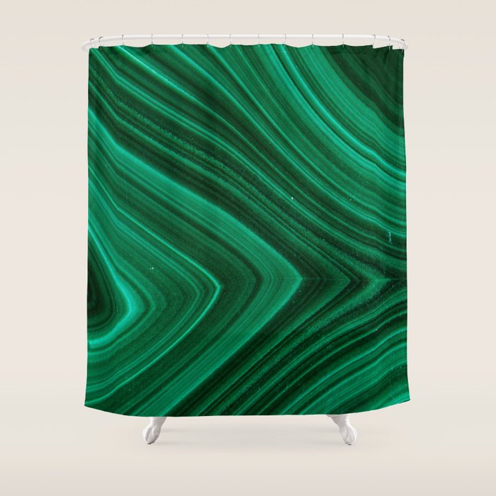 Malachite Green Marble Texture Shower Curtain Gallery Image 1