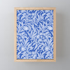 Vintage Floral Botanical Pattern in Blue Mini Art Print Gallery Image 1