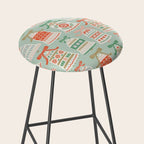 Folk Art Holiday Bells - Light Green Stool Gallery Image 2