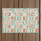 Folk Art Holiday Bells - Light Green Outdoor Rug Gallery Image 1