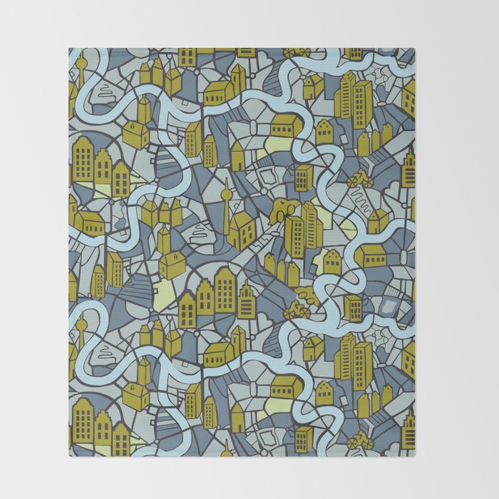 City life map moonless night Throw Blanket Gallery Image 2