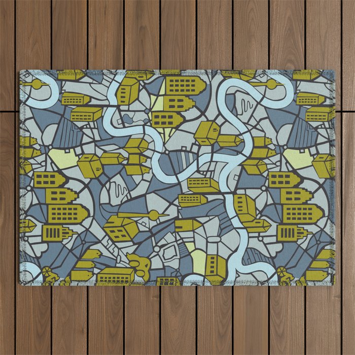 City life map moonless night Outdoor Rug Gallery Image 1