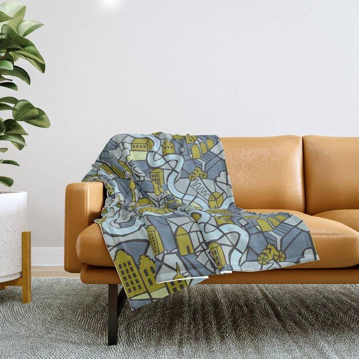 City life map moonless night Throw Blanket Gallery Image 1