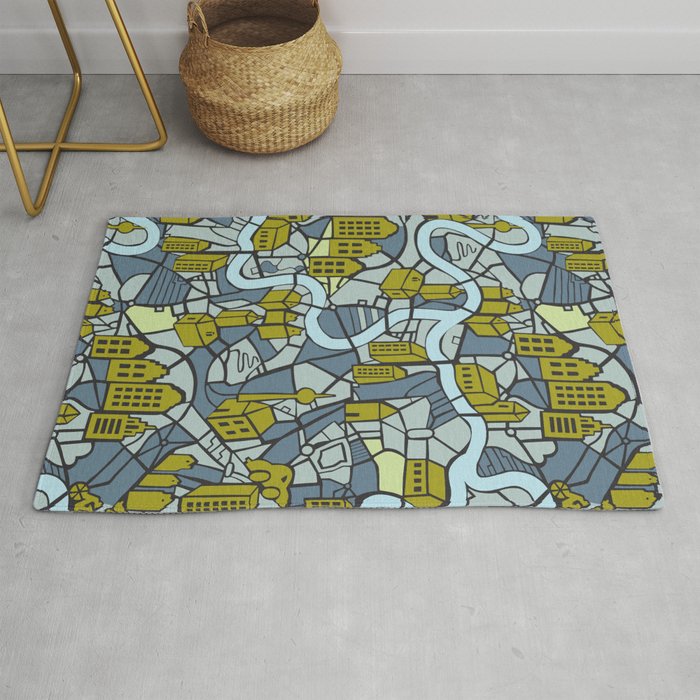City life map moonless night Rug Gallery Image 1