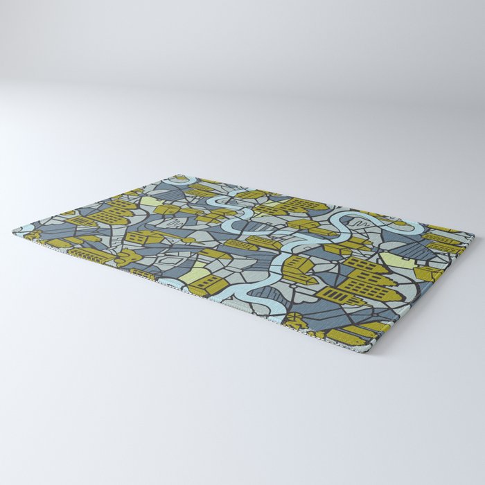 City life map moonless night Rug Gallery Image 3