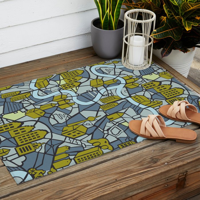 City life map moonless night Outdoor Rug Gallery Image 2