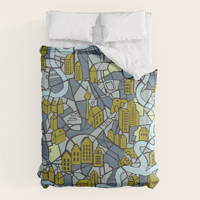 City life map moonless night Duvet Cover Gallery Image 6