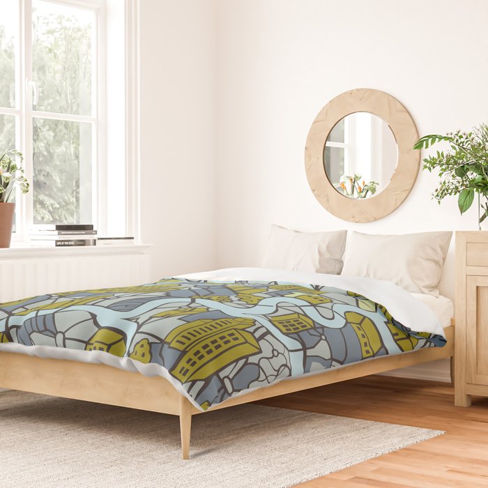 City life map moonless night Duvet Cover Gallery Image 2