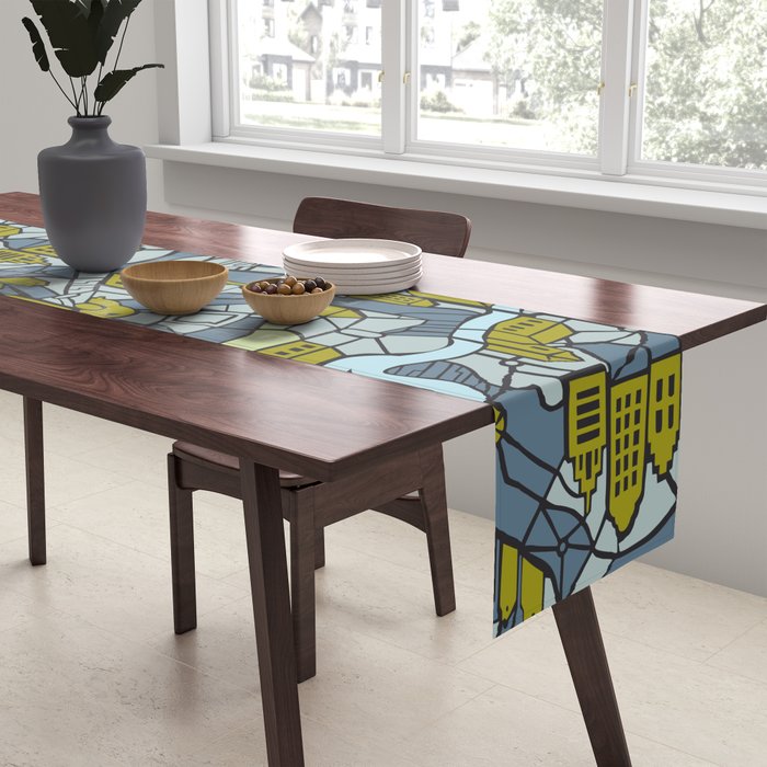 City life map moonless night Table Runner Gallery Image 2