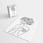 Woman With Flowers Minimal Line Art Jigsaw Puzzle Gallery Image 2