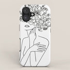 Woman With Flowers Minimal Line Art iPhone Case Gallery Image 1
