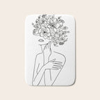 Woman With Flowers Minimal Line Art Bath Mat Gallery Image 1