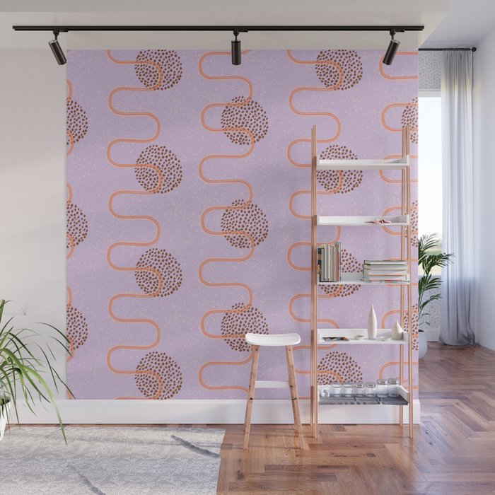 Abstract Fields in Lavender & Brown Wall Mural Gallery Image 1