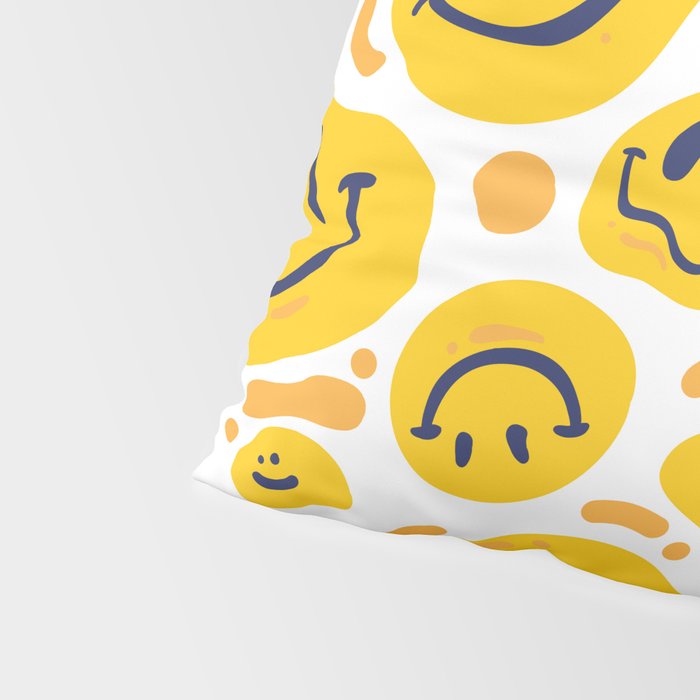 Yellow Dripping Smiley Faces Pillow Sham Gallery Image 4