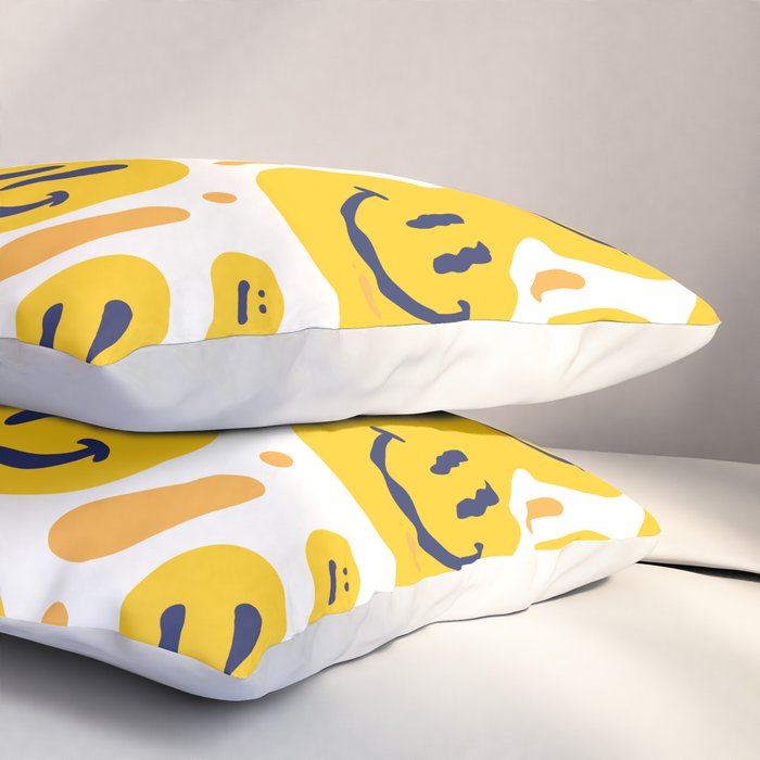 Yellow Dripping Smiley Faces Pillow Sham Gallery Image 3