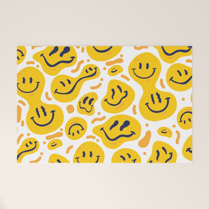 Yellow Dripping Smiley Faces Welcome Mat Gallery Image 1