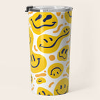Yellow Dripping Smiley Faces Travel Mug Gallery Image 3