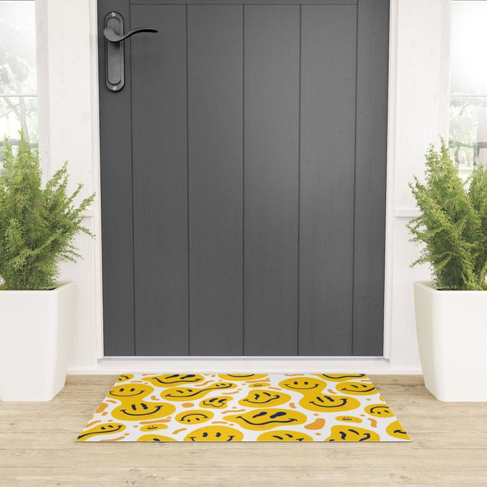 Yellow Dripping Smiley Faces Welcome Mat Gallery Image 3