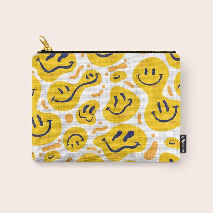 Yellow Dripping Smiley Faces Carry All Pouch Gallery Image 1