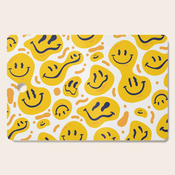 Yellow Dripping Smiley Faces Cutting Board Gallery Image 1