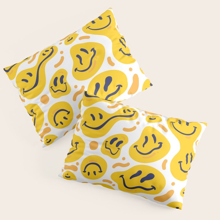 Yellow Dripping Smiley Faces Pillow Sham Gallery Image 3