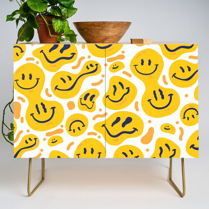 Yellow Dripping Smiley Faces Credenza Gallery Image 1