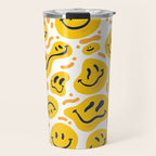 Yellow Dripping Smiley Faces Travel Mug Gallery Image 1