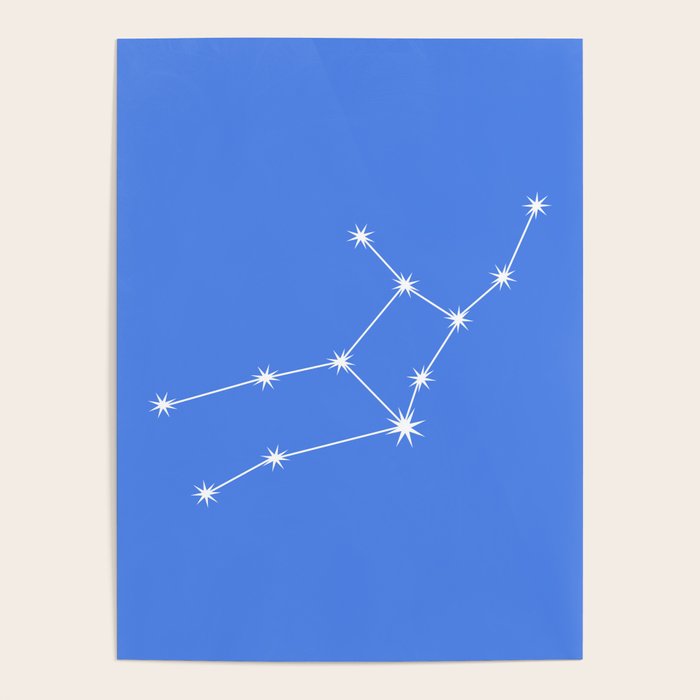 Virgo Zodiac Star Constellation Line Art Bright Blue Poster Gallery Image 4