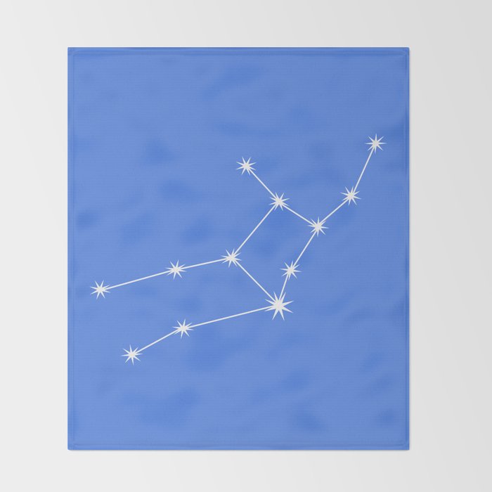 Virgo Zodiac Star Constellation Line Art Bright Blue Throw Blanket Gallery Image 2