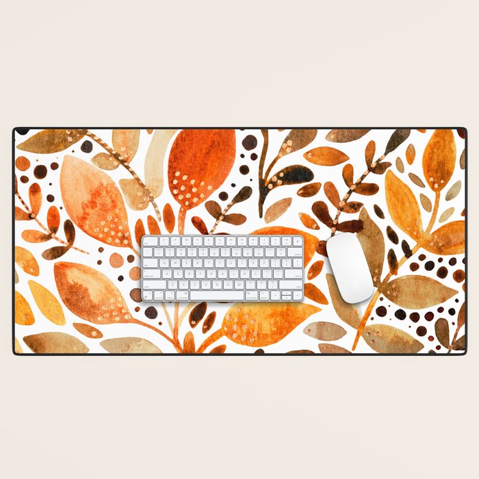 Autumn watercolor leaves Desk Mat Gallery Image 1