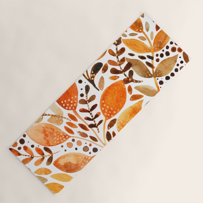 Autumn watercolor leaves Yoga Mat Gallery Image 1