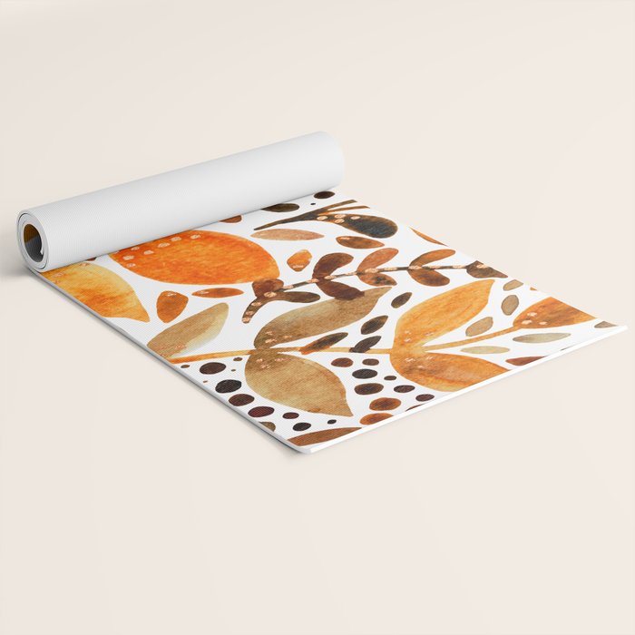 Autumn watercolor leaves Yoga Mat Gallery Image 2